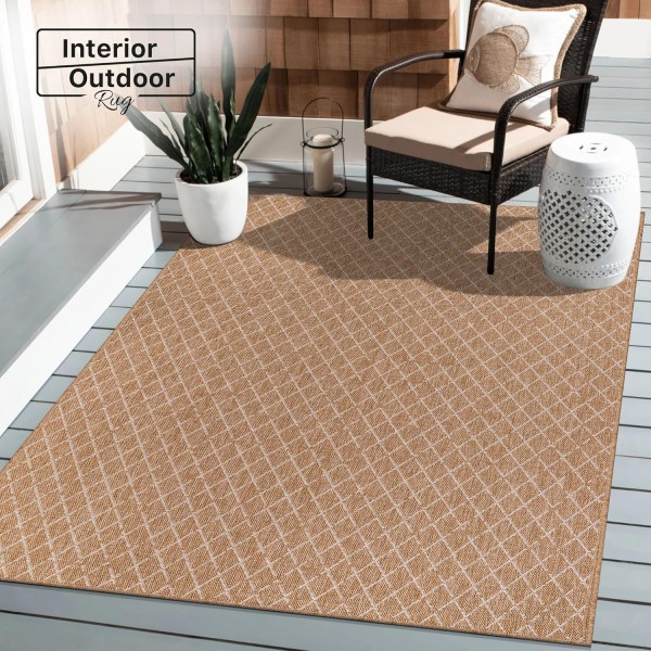 Netline Home Jute-Effect Washable Rug for Indoor and Outdoor Use – Beige 2 – 60 x 100 cm (Rectangular)