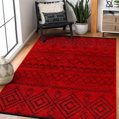 Rugs Living Room - Machine Washable Rug, Low Pile Non-Slip Area Rug - Area Rugs for Livingroom Bedroom Kitchen - Pet Friendly Carpet, Modern Room Decor (Red, 120X180) – Dark Gray – 160 x 230 cm (Rectangular)
