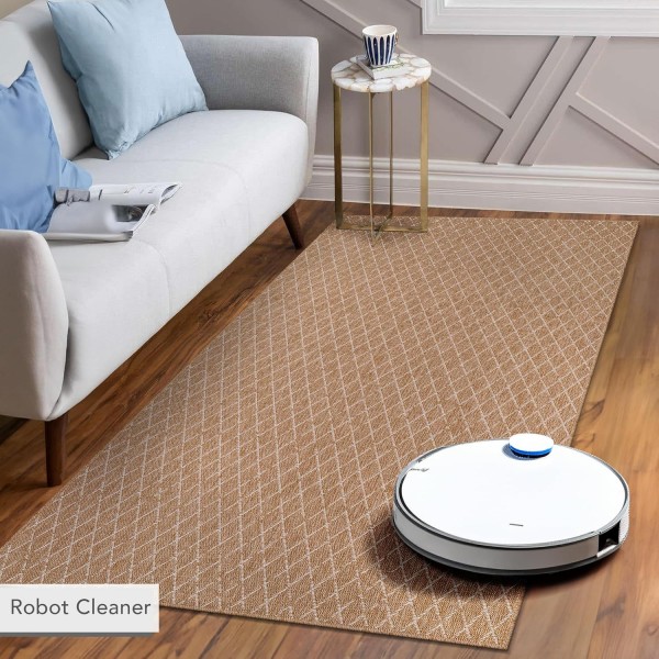 Netline Home Jute-Effect Washable Rug for Indoor and Outdoor Use – Beige 2 – 80 x 150 cm (Rectangular)