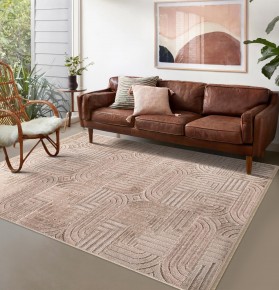 Area Rug for Living Room – Modern Textured Polypropylene Carpet | Non-Shedding, Medium Pile Geometric Rug for Bedroom, Dining Room & Home Decor (TAUPE, 120X180) – Taupe – 200 x 290 cm (Rectangular)