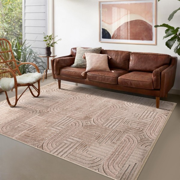 Area Rug for Living Room – Modern Textured Polypropylene Carpet | Non-Shedding, Medium Pile Geometric Rug for Bedroom, Dining Room & Home Decor (TAUPE, 120X180) – Taupe – 200 x 290 cm (Rectangular)
