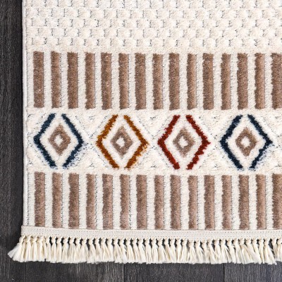 Area Rug for Living Room, Bedroom & Hallway – Soft & Durable Low Pile Area Rugs – Bohemian, Aztec & Boho Style – Pet & Kid-Friendly, Ideal for High-Traffic Areas (BEIGE, 120X180) – Beige – 200 x 290 cm (Rectangular)