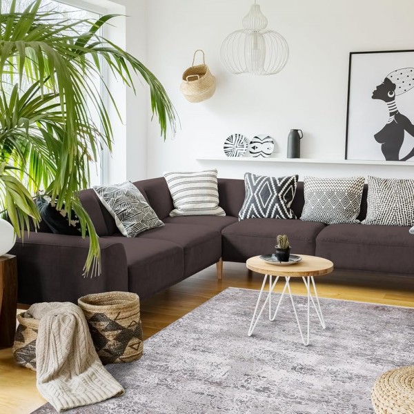 Luxe Area Rug for Living Room | Soft 8mm Pile, High-Density Wilton Woven Carpet | Fade Resistant, Luxury Geometric & Distressed Design for Bedroom, Hallway & Kitchen (ASH GRAY, 80X150) – Beige – 160 x 230 cm (Rectangular)