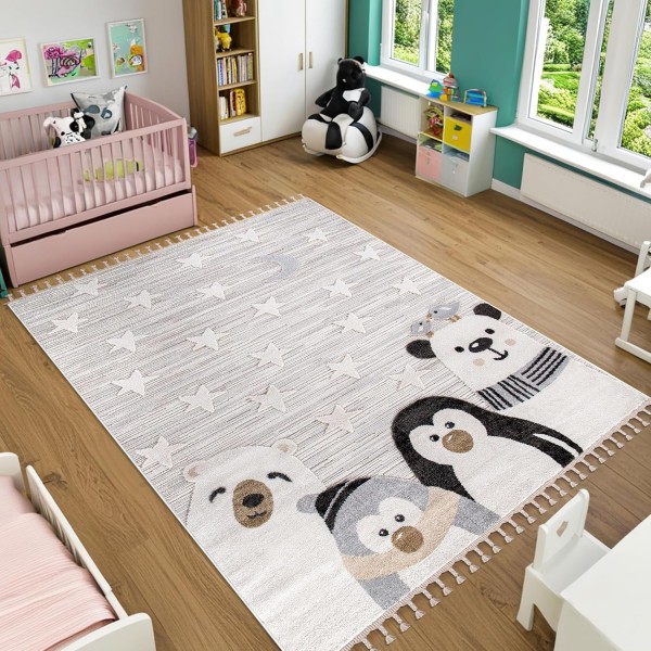 Kids Rug – Soft & Playful Area Rug for Children's Room, Nursery & Playroom | Non-Shedding, Hypoallergenic, Pet-Friendly & Durable | Cute Cartoon Designs for Kids (SOFT GRAY, 200X290) – Soft Gray – 80 x 150 cm (Rectangular)