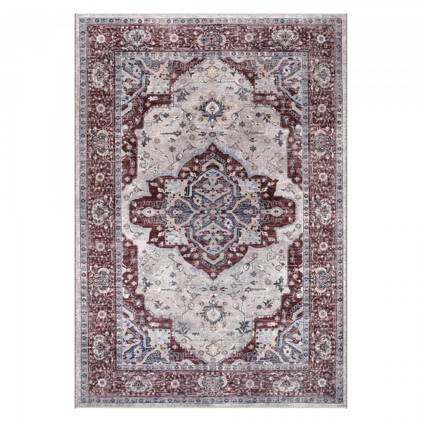 Rugs Living Room - Washable Rug - Area Rug - Non-Slip Rugs Carpet Woven from Cotton - Vintage Rug for Living Room Bedroom Kitchen - Kid and Pet Friendly (RED RUG, 80X150 CM) – 160 x 230 cm (Rectangular) – Cream Red Rug