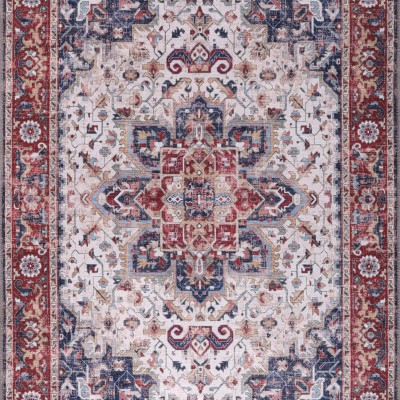 Machine Washable Area Rug for Living Room, Bedroom & Kitchen - Non Slip – 4 mm Low Pile Carpet - Vintage Rug - Pet Friendly & Kid Friendly Rugs (BLUE, 80X150) – Light Blue – 80 x 240 cm (Rectangular)