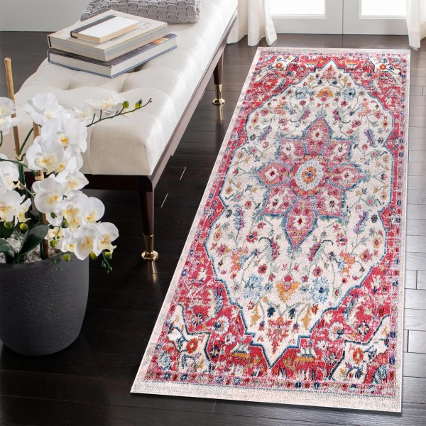 Area Rugs For Living Room, Bedroom, Kitchen, Dining Room | Oriental Design Carpet | Soft Medium Pile | Traditional Vintage Rug | Stain Resistant (Cream Blue, 160X230 CM) – 80 x 150 cm (Rectangular) – Blue Colorful