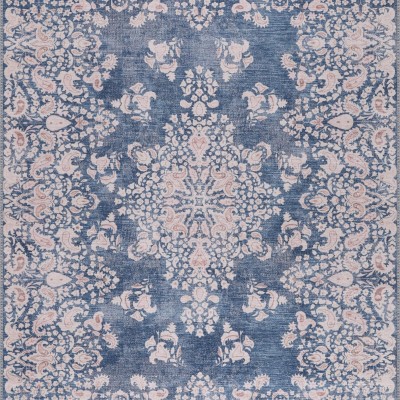 Machine Washable Area Rug for Living Room, Bedroom & Kitchen - Non Slip – 4 mm Low Pile Carpet - Vintage Rug - Pet Friendly & Kid Friendly Rugs (BLUE, 80X150) – Red Blue – 80 x 150 cm (Rectangular)