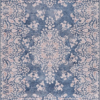 Machine Washable Area Rug for Living Room, Bedroom & Kitchen - Non Slip – 4 mm Low Pile Carpet - Vintage Rug - Pet Friendly & Kid Friendly Rugs (BLUE, 80X150) – Rust Orange – 80 x 240 cm (Rectangular)