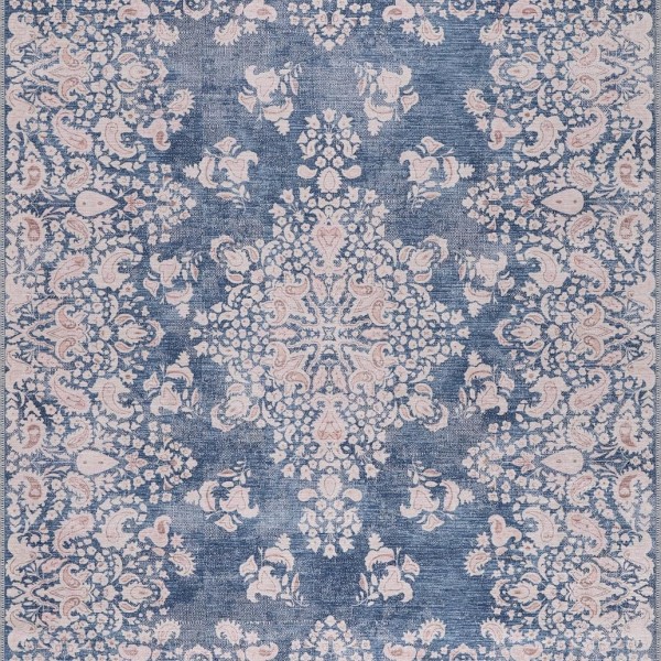 Machine Washable Area Rug for Living Room, Bedroom & Kitchen - Non Slip – 4 mm Low Pile Carpet - Vintage Rug - Pet Friendly & Kid Friendly Rugs (BLUE, 80X150) – Rust Orange – 80 x 240 cm (Rectangular)